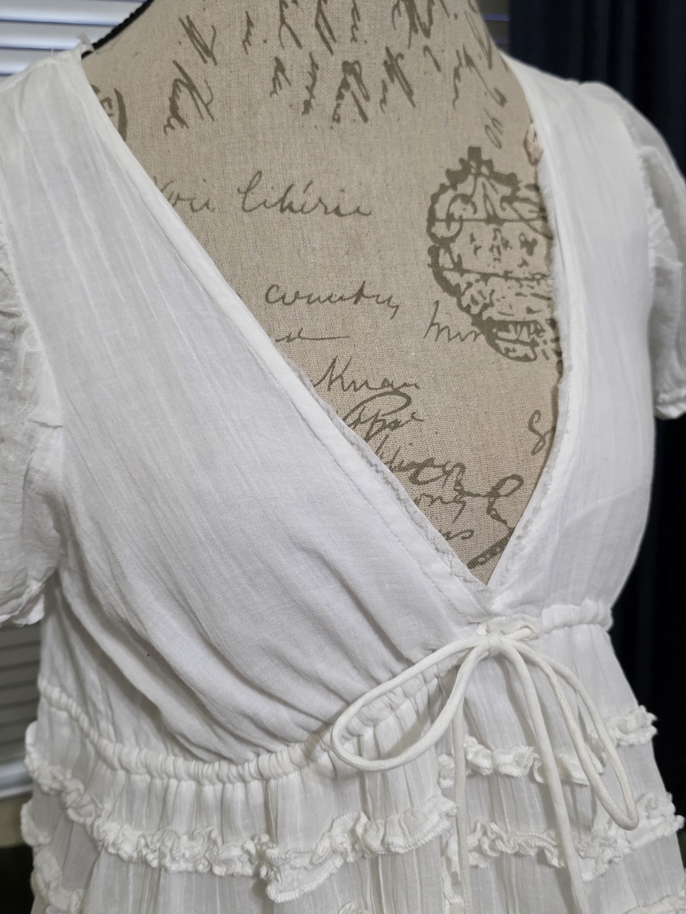 Free People Darcy White Ruffled Mini Dress with Tie Waist - Picture 6 of 15